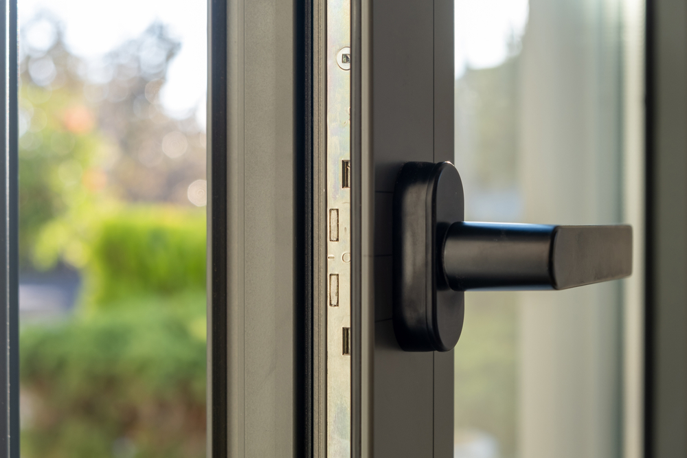Aluminum,Window,Detail.,Metal,Door,Frame,Open,Closeup,View.,Energy